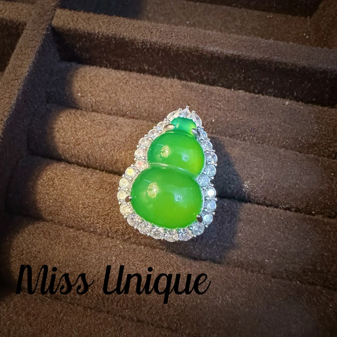 S6298绿石石绿色葫芦戒指