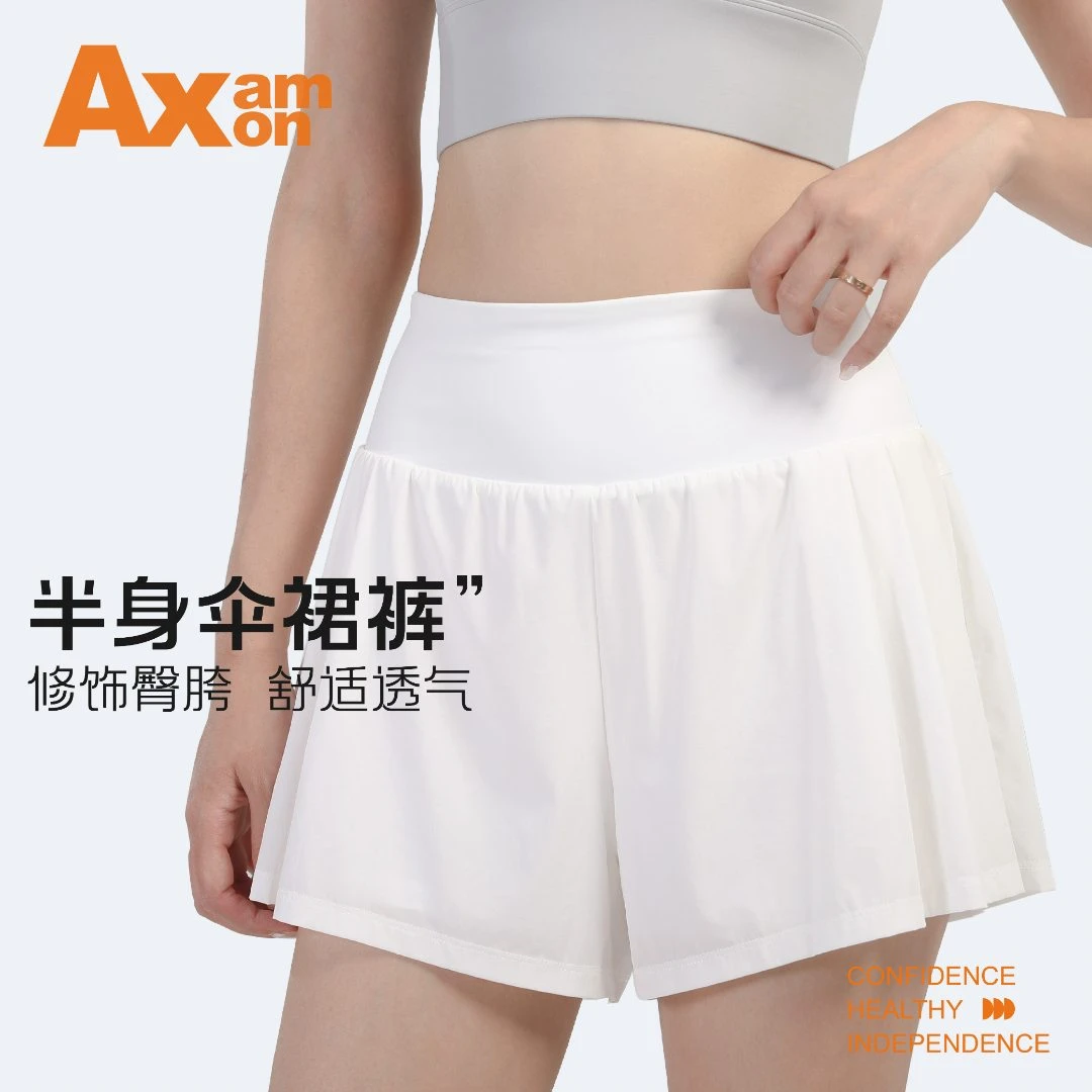 AxamAxon显瘦运动遮肉跑步伞裙瑜伽健身夏季外穿大码防走光短裤