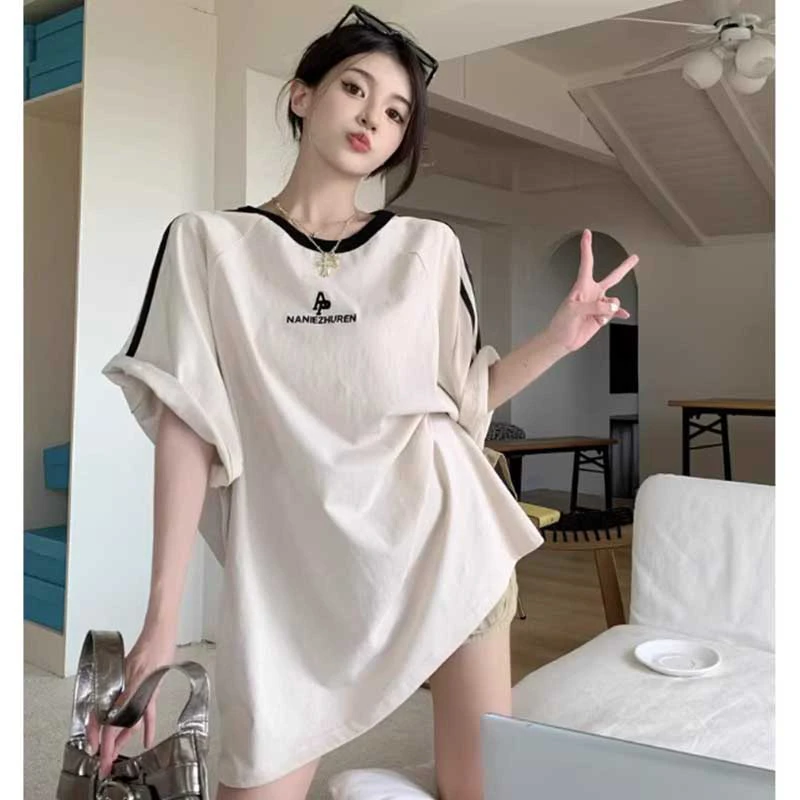 欧货慵懒风字母印花短袖T恤女2025夏季新款宽松显瘦休闲上衣ins潮