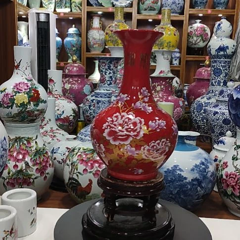 瓷片景德镇陶瓷牡丹瓶