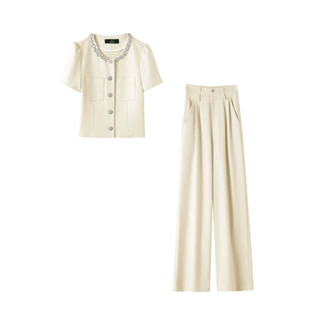 爆款高腰针织洋气衬衫时尚上衣气质小香风流行减龄气质显瘦两件套