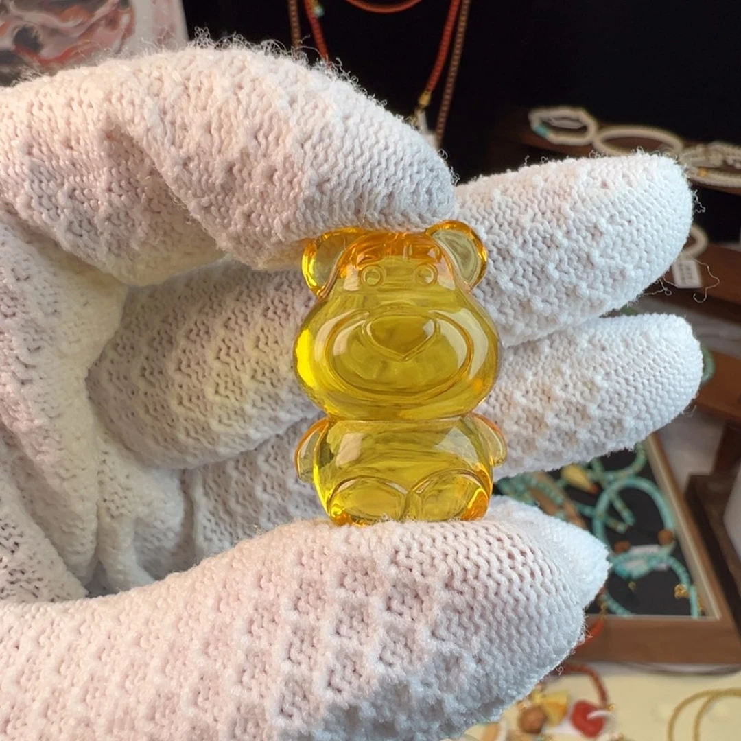 琥珀未镶嵌裸石蜜蜡琥珀小熊