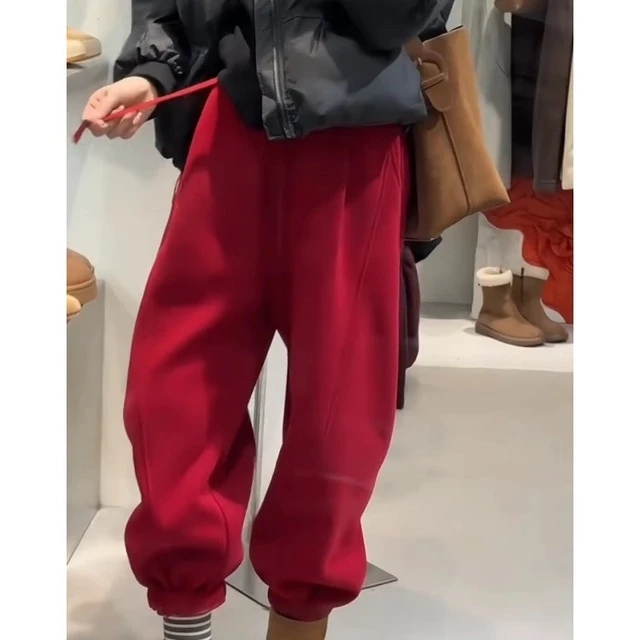 今年流行百搭休闲卫裤女秋冬季新款爆款加绒加厚高腰显瘦束脚裤子