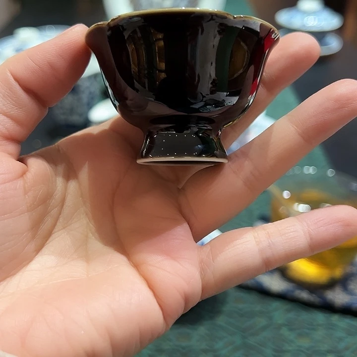 纯手工胎乌金釉天目釉小高足