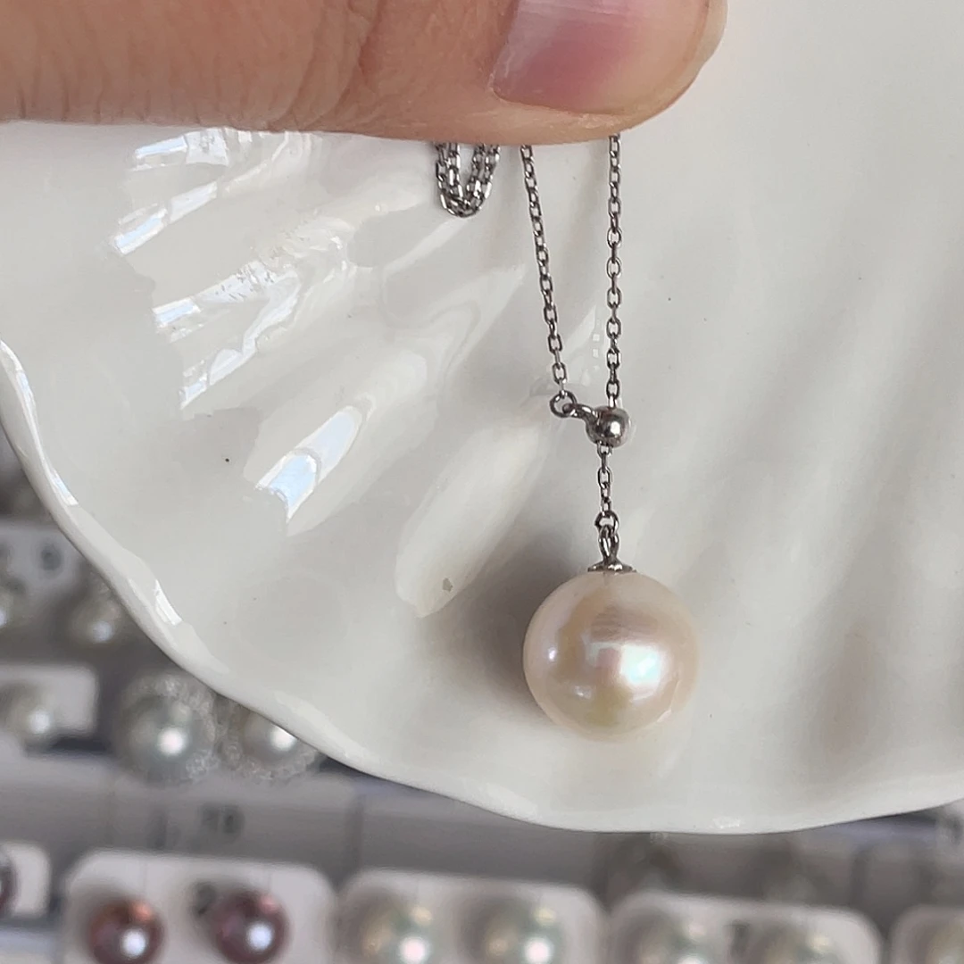 银S925镶嵌耳饰淡水珍珠