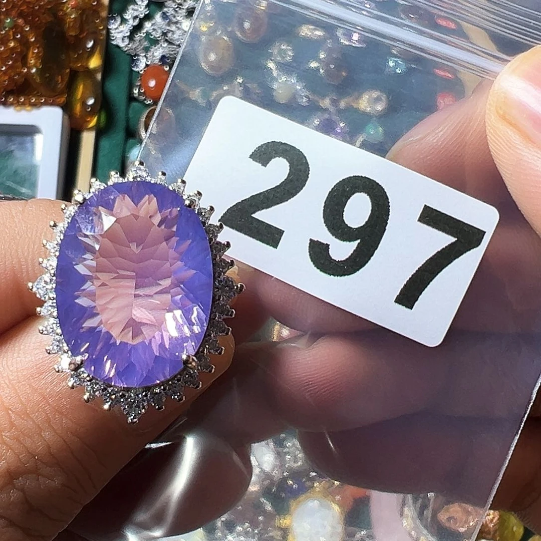紫晶戒指银S925镶嵌鱼*