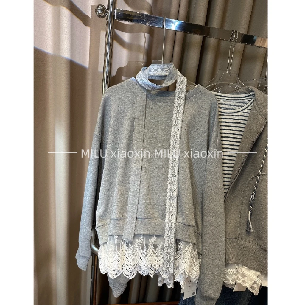 【MILU】[]春款洋气法式蕾丝边卫衣 33003