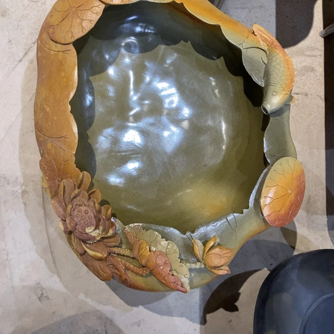 华*端砚来料鱼缸作品全手工