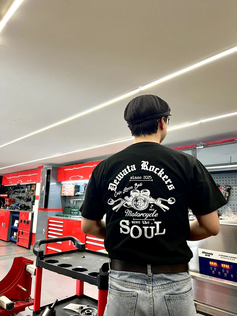 caferacer复古摩托车美式阿美咔叽机车头男女纯棉圆领宽松短袖T恤