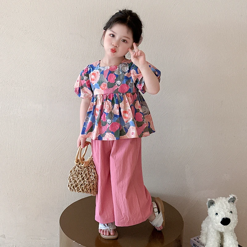 女童夏季套装2025新款小女孩宝宝韩系时髦洋气两件套短袖儿童夏装