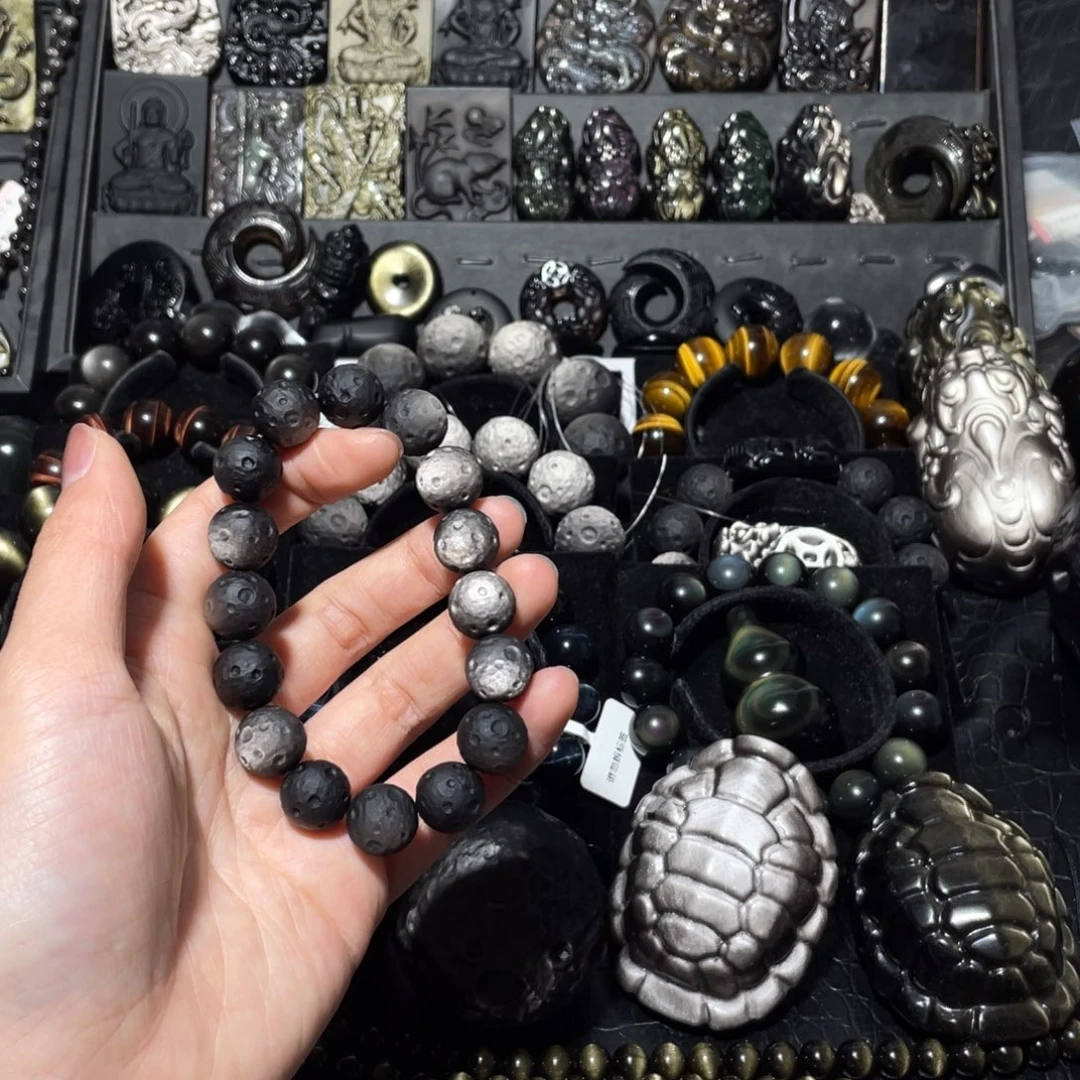 金***白黑曜岩未镶嵌珠宝奇石