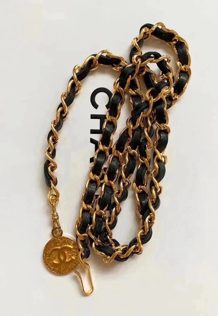 95新 Chanel/香奈儿 Chanel vintage香奈儿中古皮穿腰链（84cm）