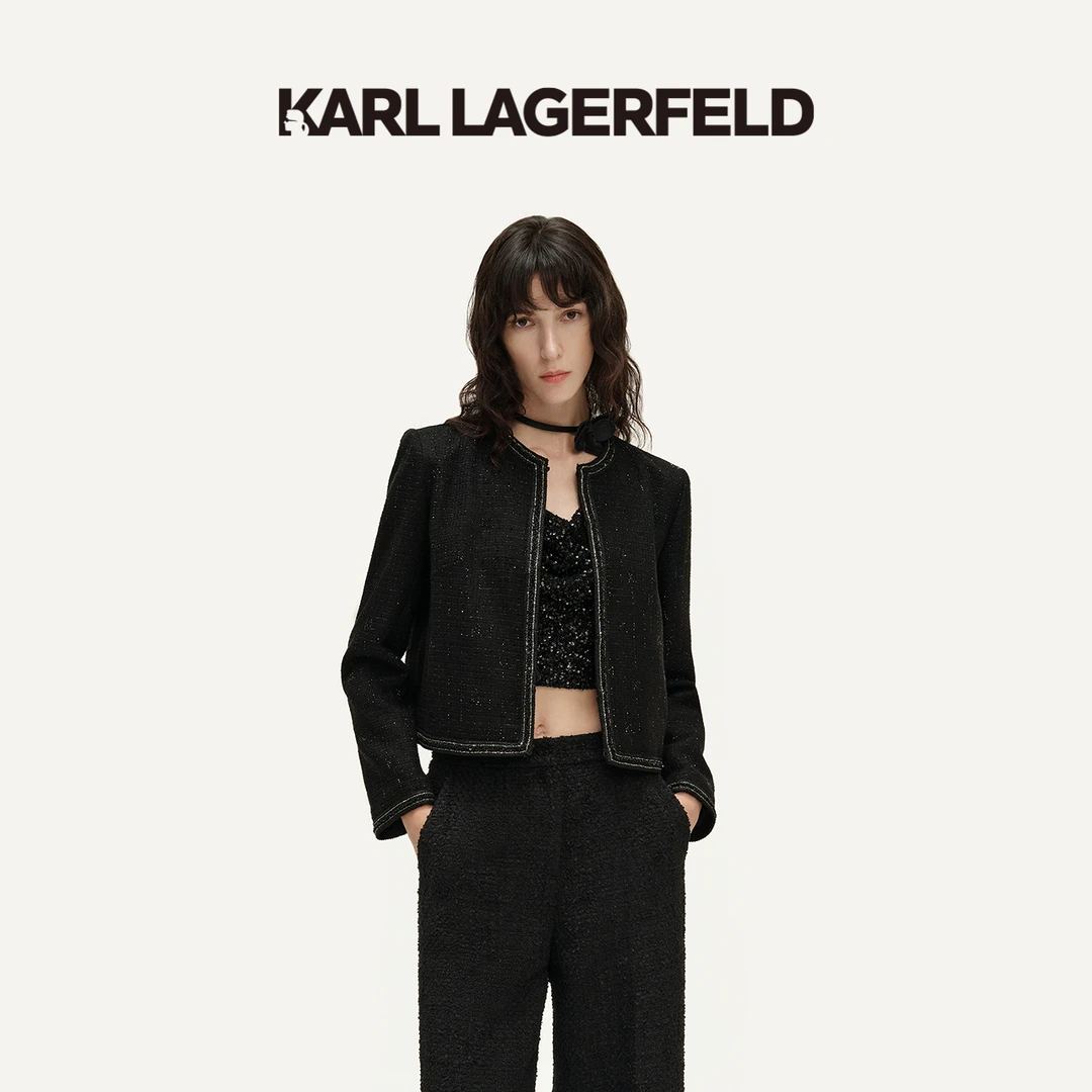 【晨粉专享价】KARLLAGERFELD烫钻粗花呢外套241L1413