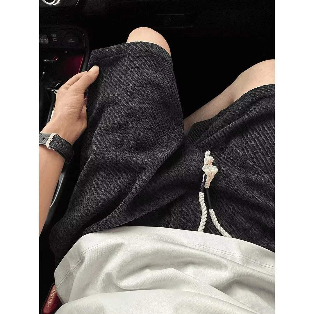 2025美式潮牌百搭免烫短裤微弹力垂感简约风直筒夏季复古常规款