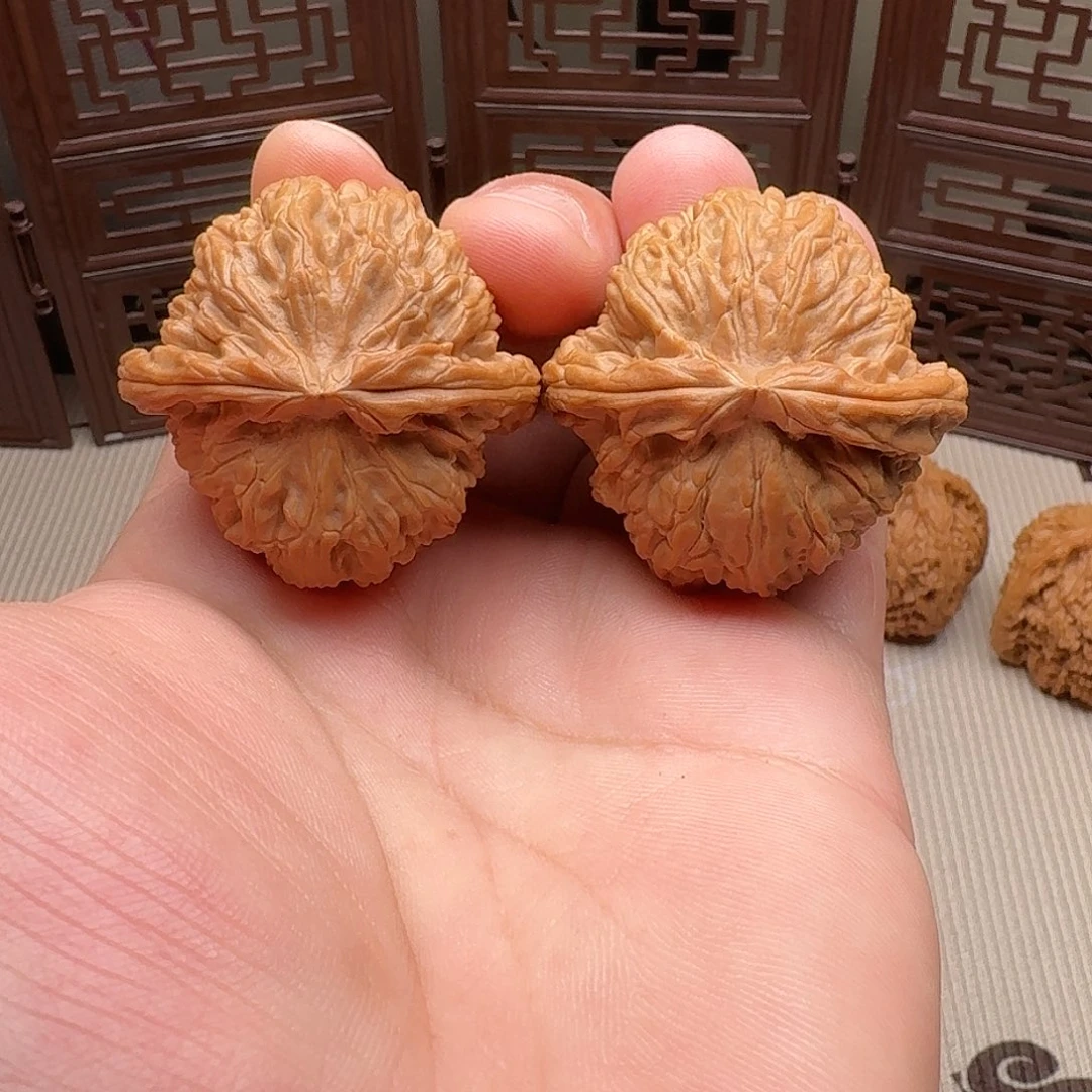 文玩核桃把件43尺全品白狮子