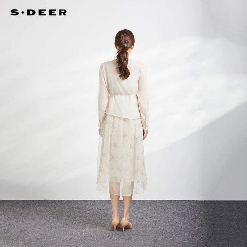 S·DEER圣迪奥女装气质针织轻奢时尚休闲百搭优雅高智淡人风连衣裙