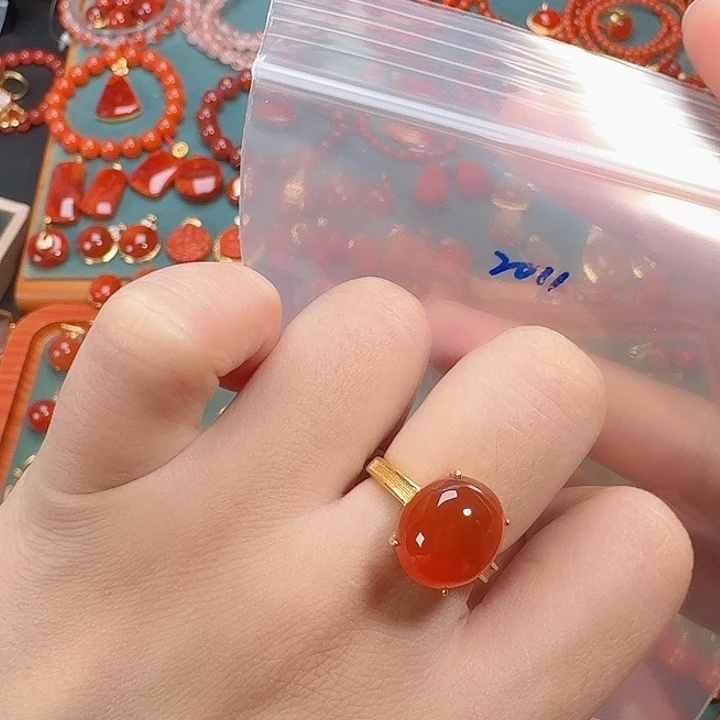 南红玛瑙银S925镶嵌吊坠
