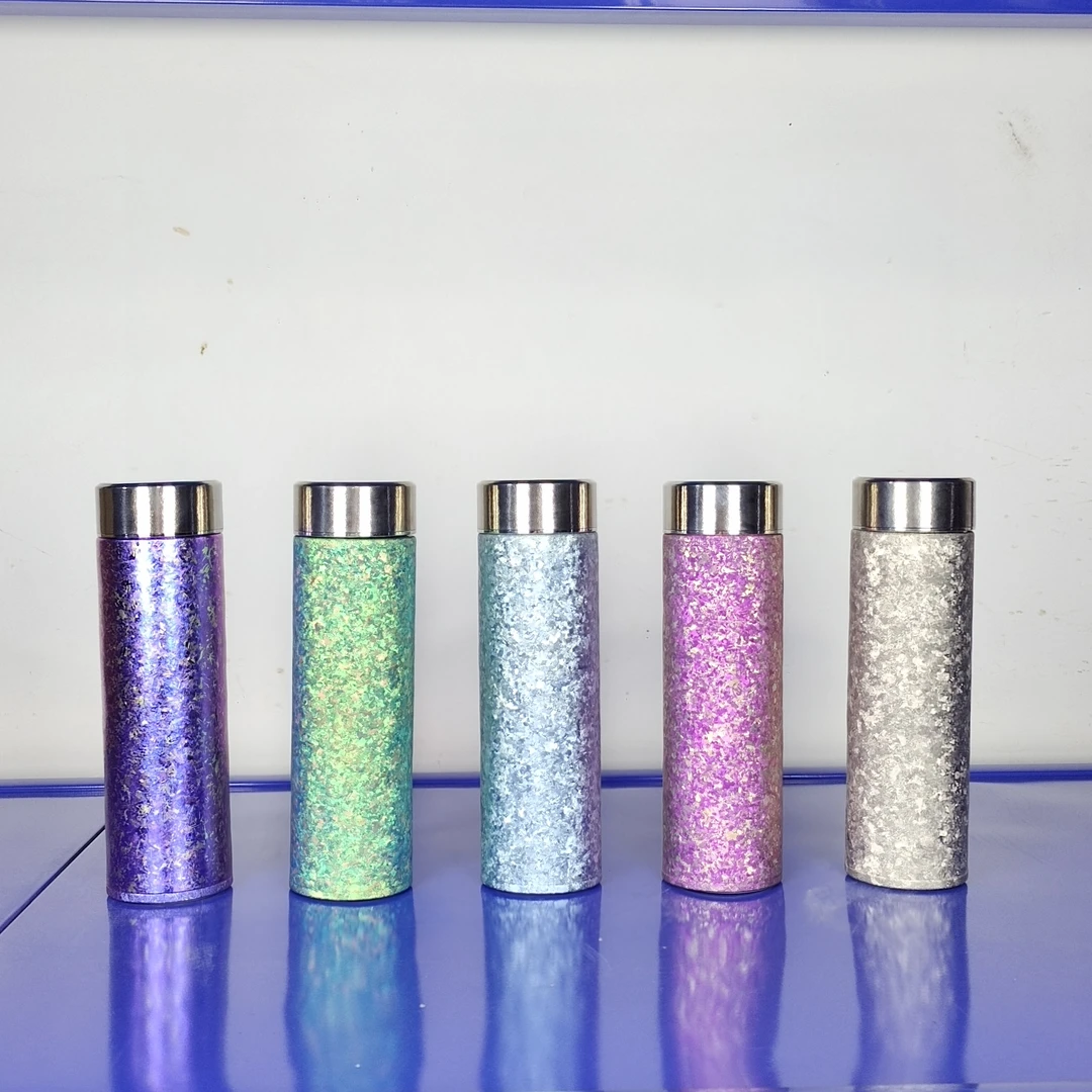 【原装正品】500ml内外双层纯钛冰花创意时尚精致直筒保温杯