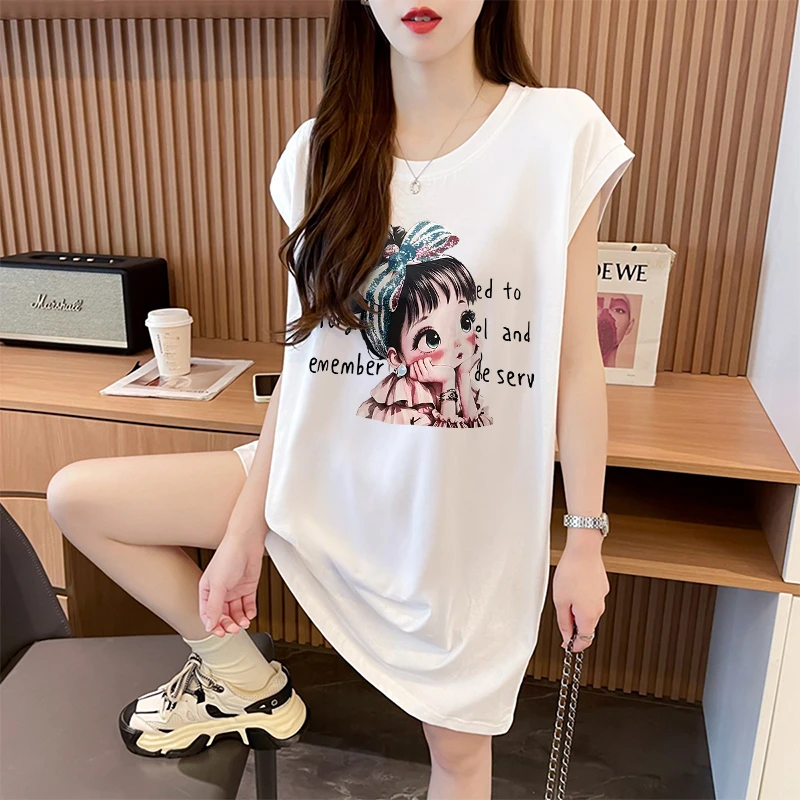 多巴胺穿搭纯棉坎肩T恤裙女2025夏季新款韩版宽松显瘦休闲连衣裙