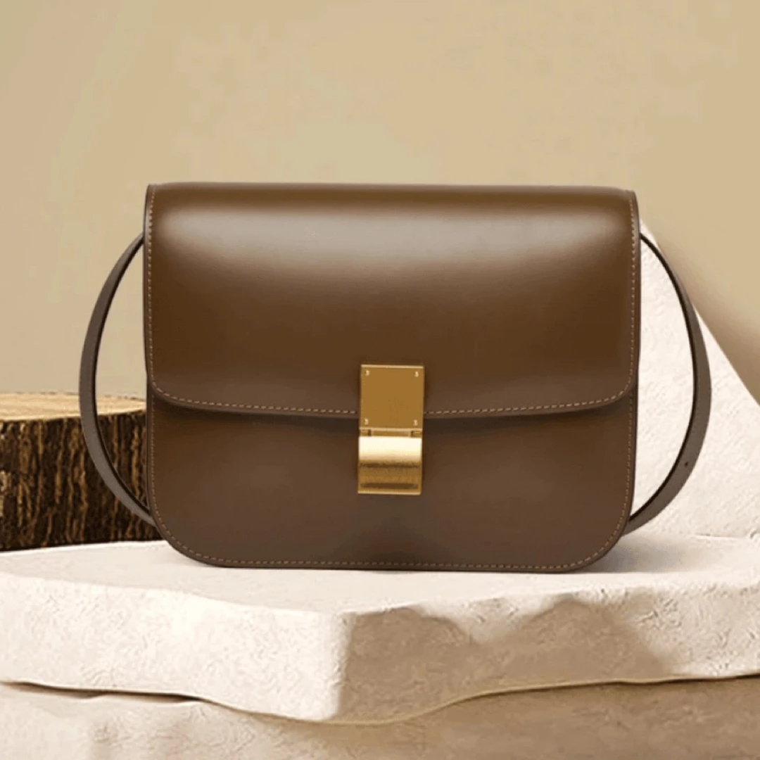 女士真皮豆腐包，简约复古网红轻奢时尚百搭经典款肩包，斜挎侧背。