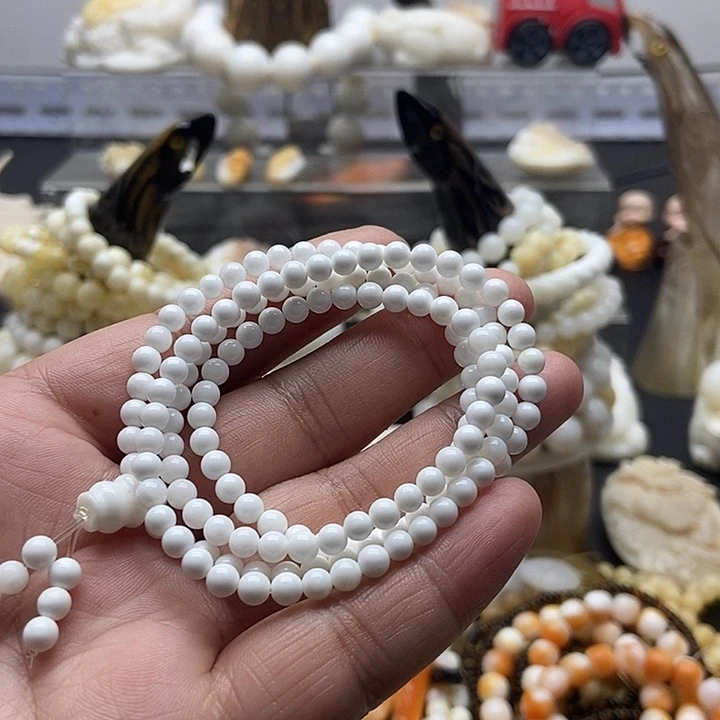 非金属贝壳沐贝轩工艺品全白通货0.4多圈