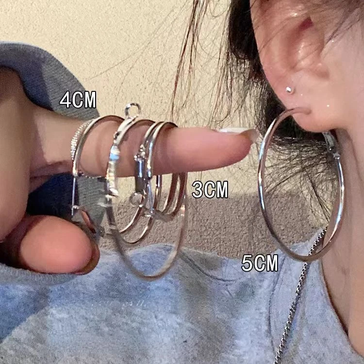 方圆脸大素圈耳环2026新款爆款小众高级感圈圈欧美夸张大圈圈