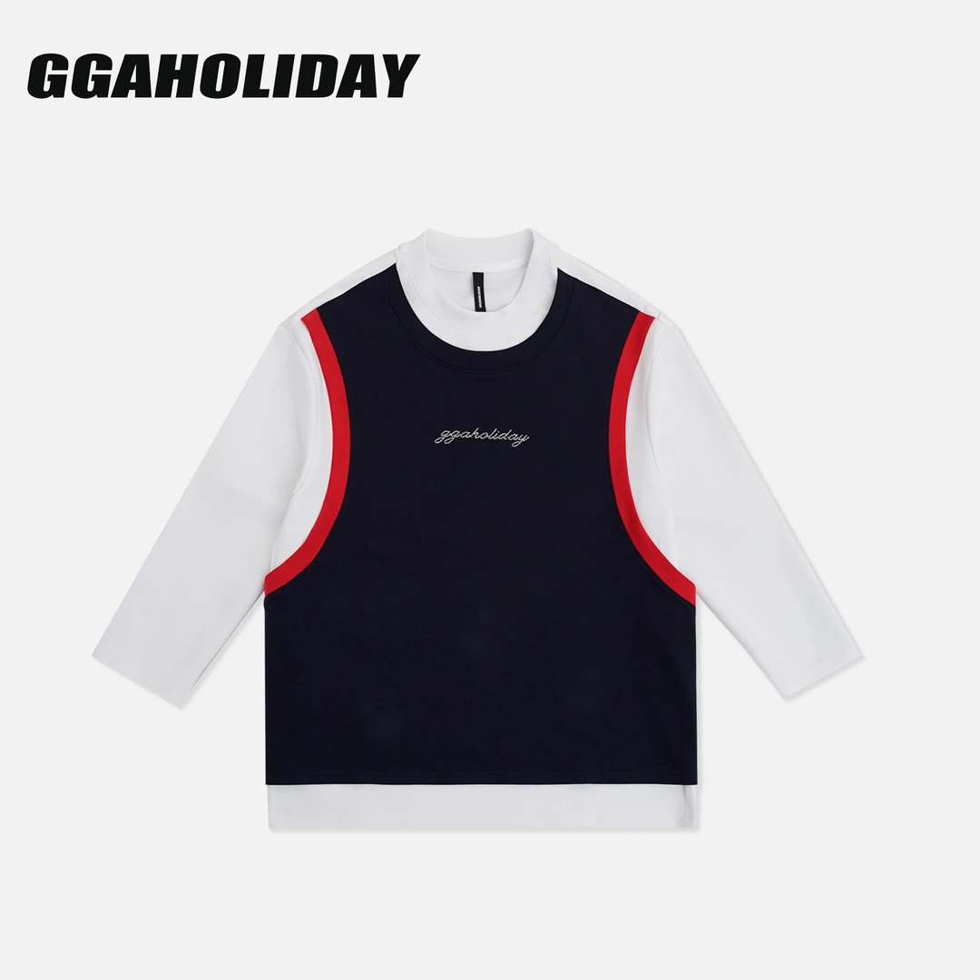 【上新】GGAHOLIDAY时尚拼接撞色长袖打底宽松潮流美式卫衣-153169