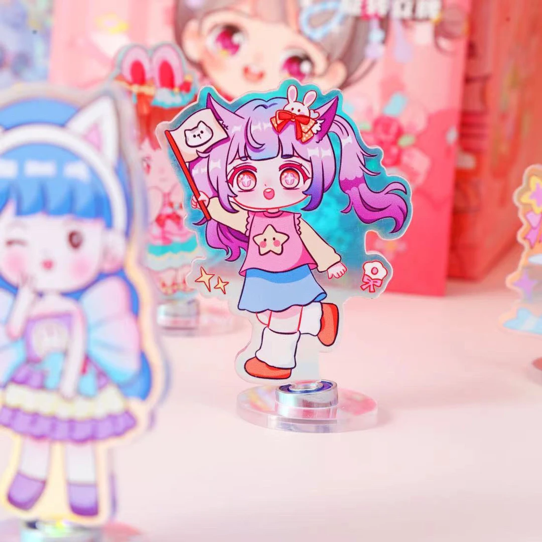 亚克力旋转立牌创意玩具 1盒12个 多款图案可选