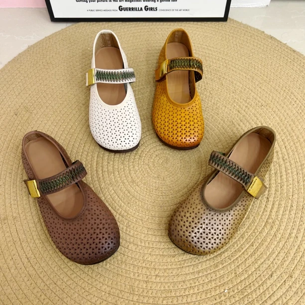 X136661休闲风女镂空舒适洞洞鞋凉鞋妈妈鞋民族风夏季软底透气