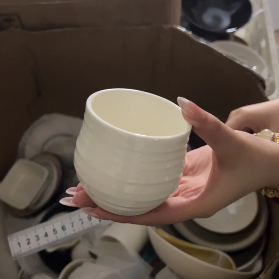 新骨瓷243瑕疵慎拍螺纹圈圈手握杯