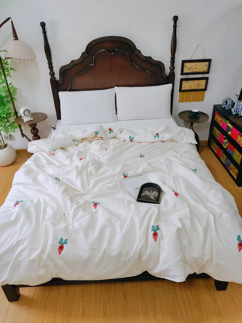 超柔活性棉双人被套200*230微瑕～F175(红萝卜）