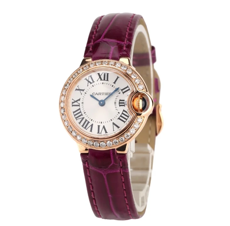 99新 Cartier/卡地亚 蓝气球玫瑰金女表W6900256表径28.6后镶钻