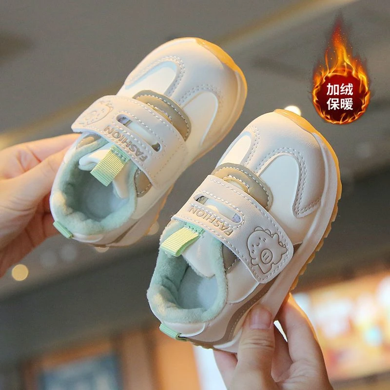 男宝宝学步鞋冬季 软底防滑婴幼儿鞋加绒 卡通魔术贴女小童鞋二棉