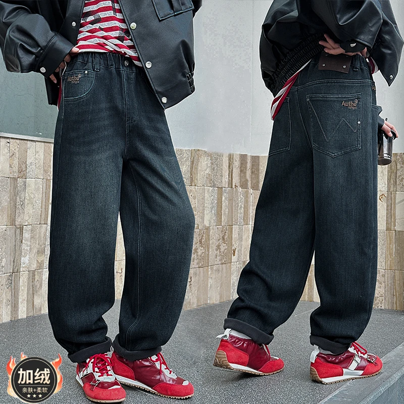 童装穿搭 | 冬季新款潮流复古宽松休闲韩版中大童老爹裤牛仔裤