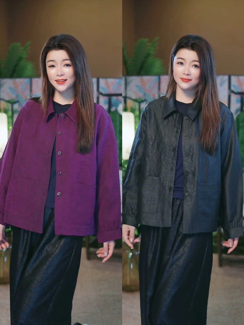 杯子家《翻领减龄两面穿外套》早秋桑蚕丝香云纱龟纹开衫长袖正肩款