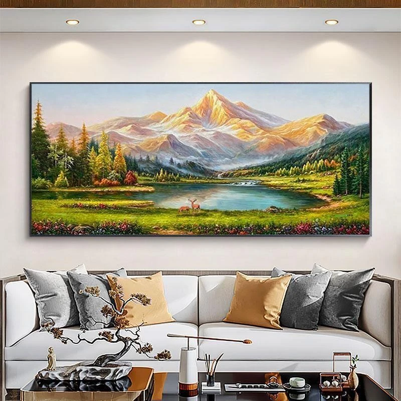 日照金山客厅装饰画壁画挂画墙壁背景墙挂画墙壁背景墙沙发装饰画