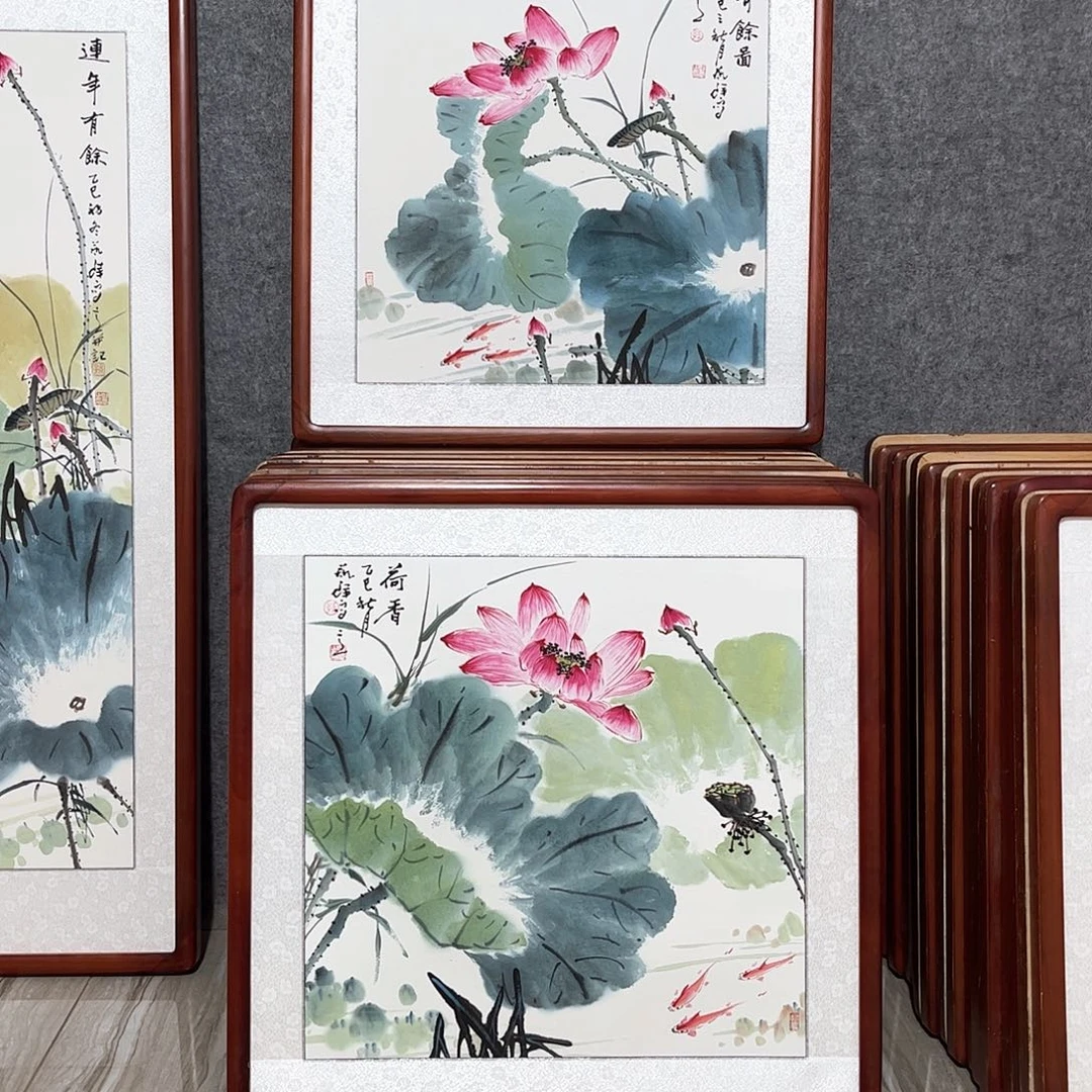国画书画作品带框63×63