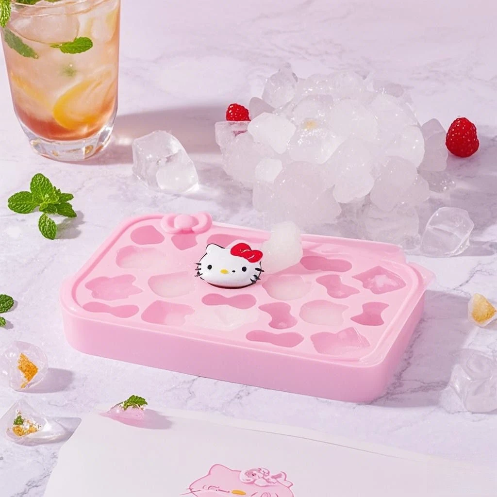 kitty猫注水食品级硅胶按压冰格冰块模具家用冰箱制冰储冰盒带盖