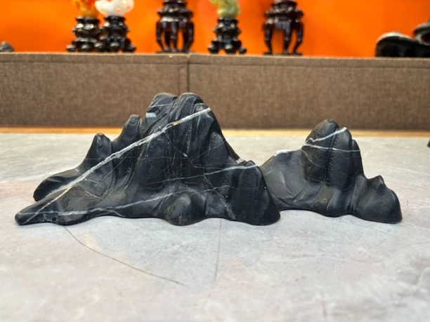 灵璧石山子奇石摆件 灵璧石摆件 禅意空间长24宽7高度8