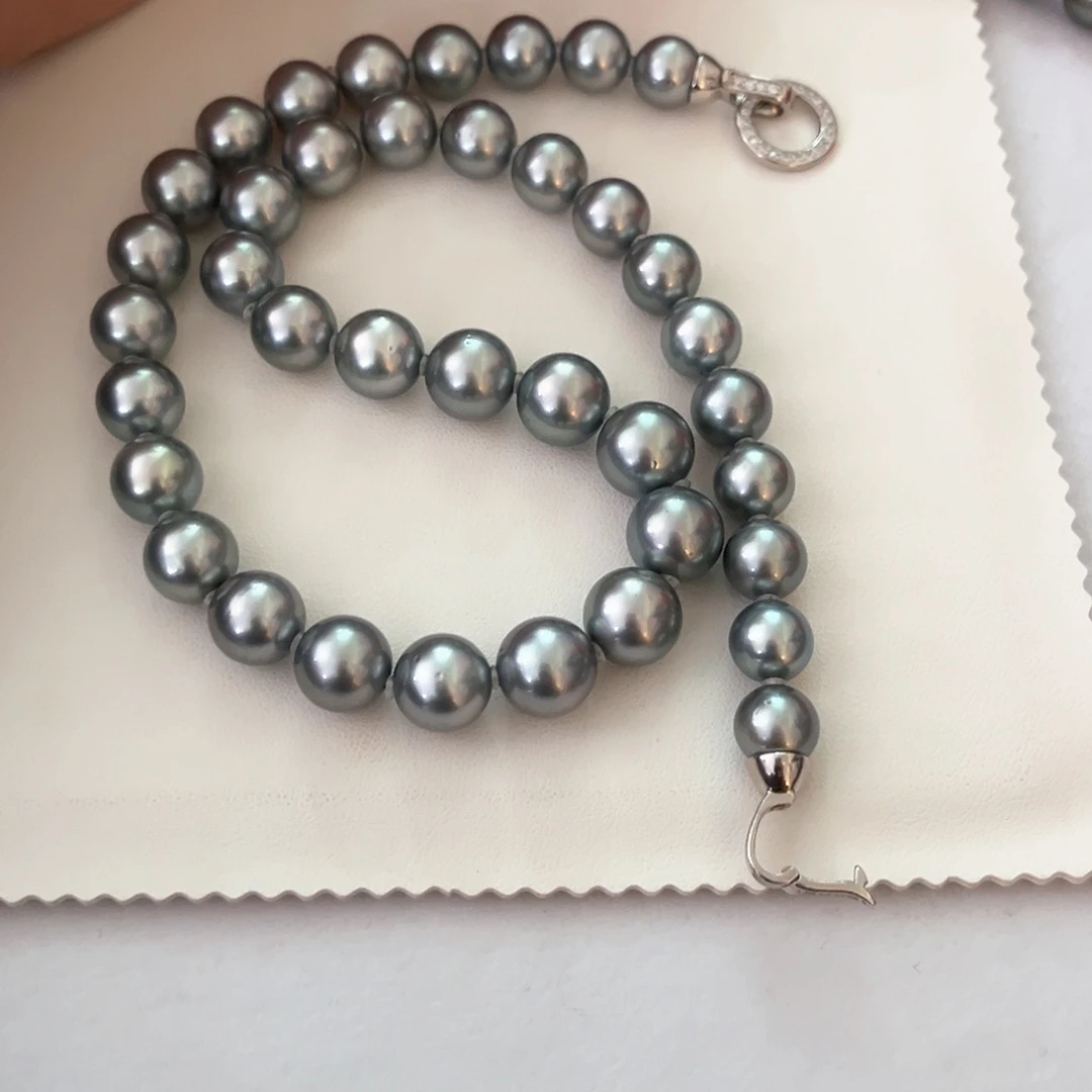 海水珍珠颈饰未镶嵌女*铂金灰10-12