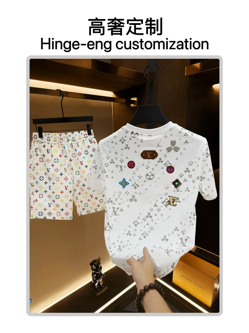 【新款上新】夏季重工轻奢休闲高级扎染刺绣圆领时尚男士短袖 3527