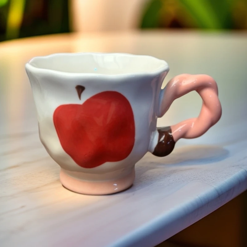 高颜值陶瓷可爱苹果马克杯家用喝水杯子咖啡杯微瑕 凑满20元包邮