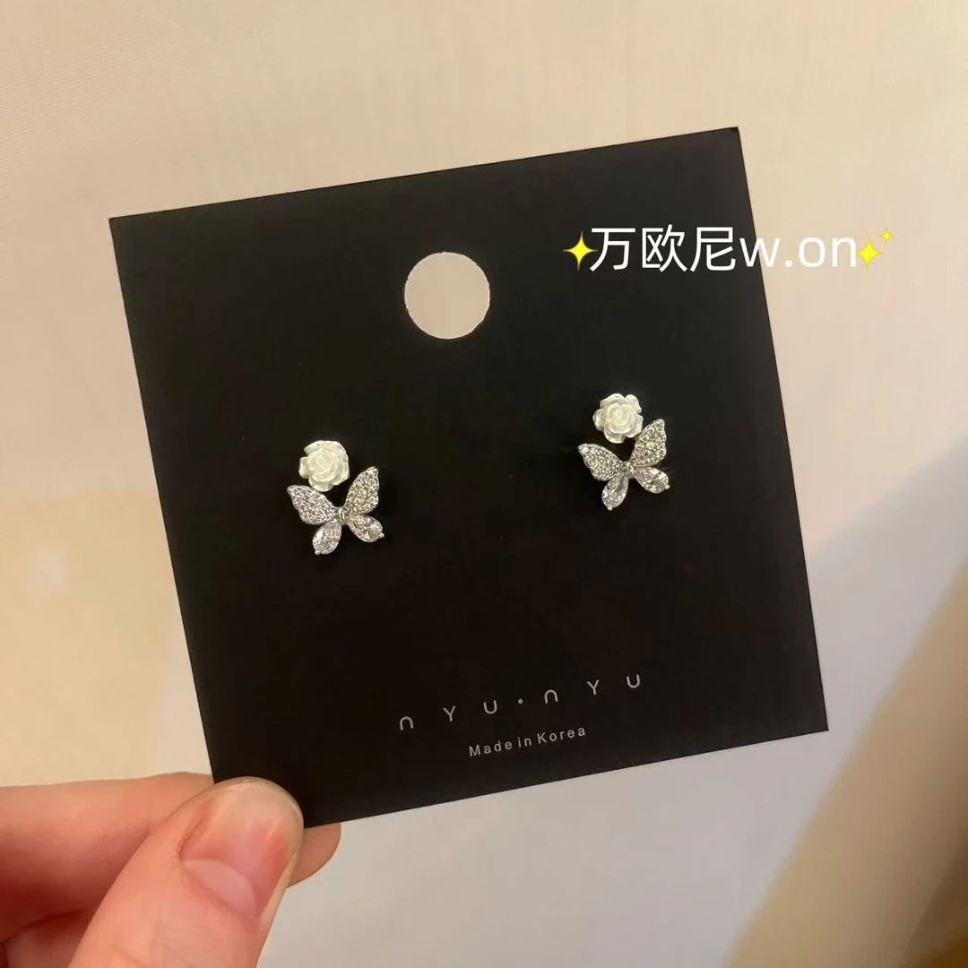 925银亚克力耳饰 CHANGE x 东大门白玫瑰耳饰 小众超仙精致主E417