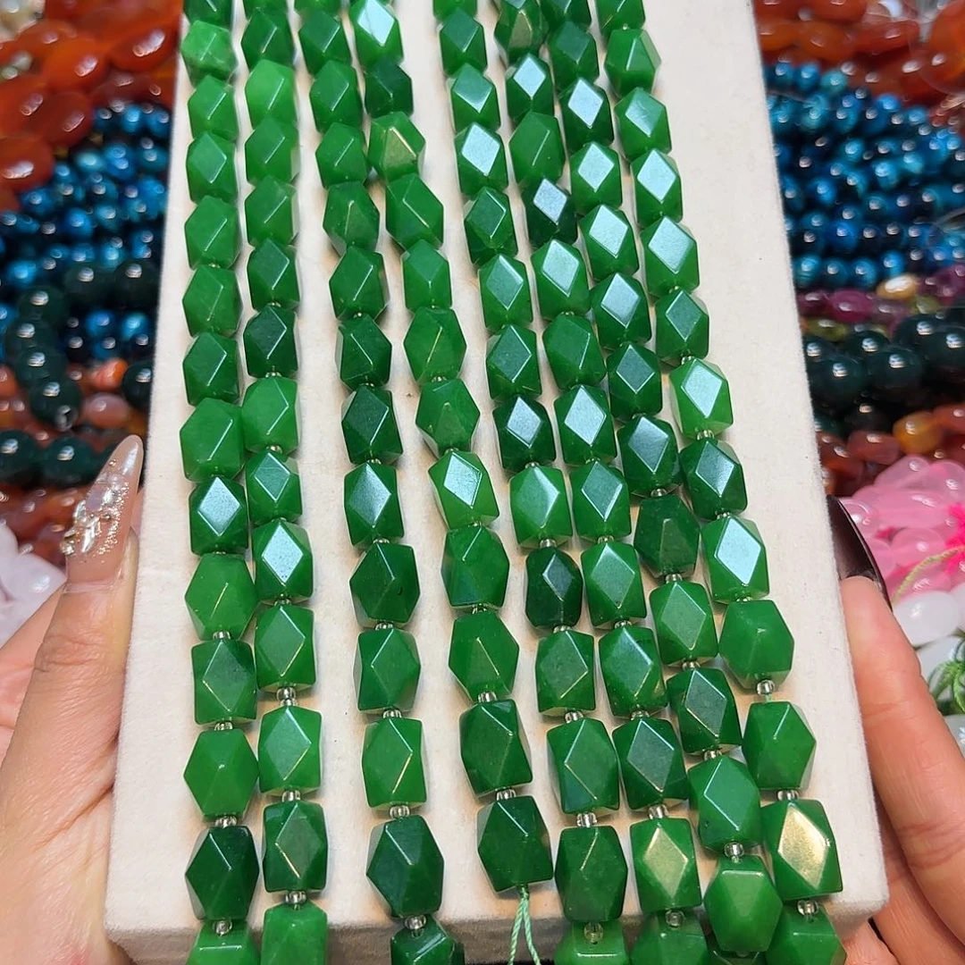 玛瑙/玉髓未镶嵌珠宝半成品天然石祖母绿长八棱一条10✖️14mm