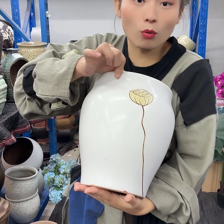 19×26 -粗陶花盆有孔-买买买