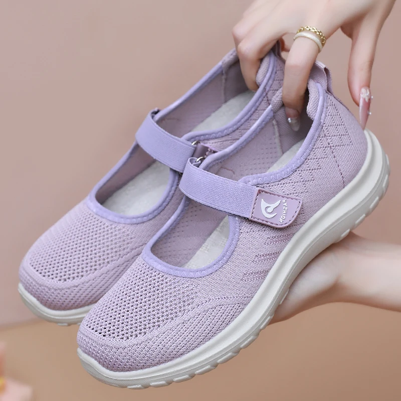 夏季老北京布鞋透气网面运动妈妈女网鞋防滑软底中老年网眼奶奶鞋