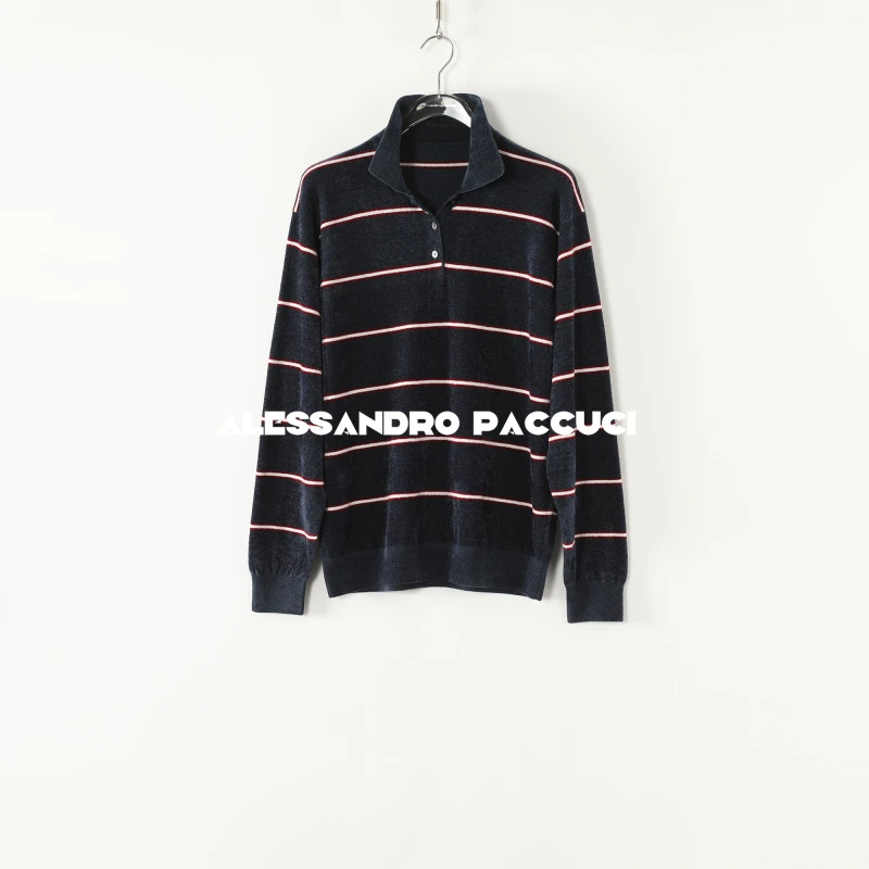 AP洛哥53104ST【复古日记】POLO领撞色条纹时尚百搭合身版套头衫