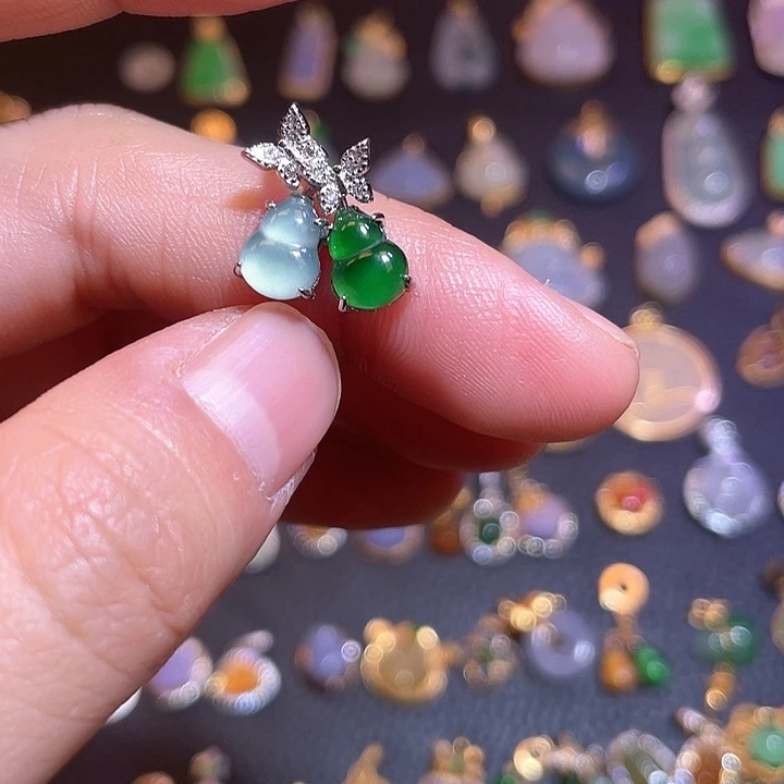 翡翠银S925镶嵌吊坠(不含链)天然翡翠