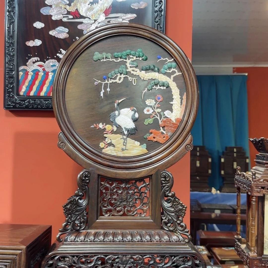 【闪购商品】红酸枝木类成套家具台屏