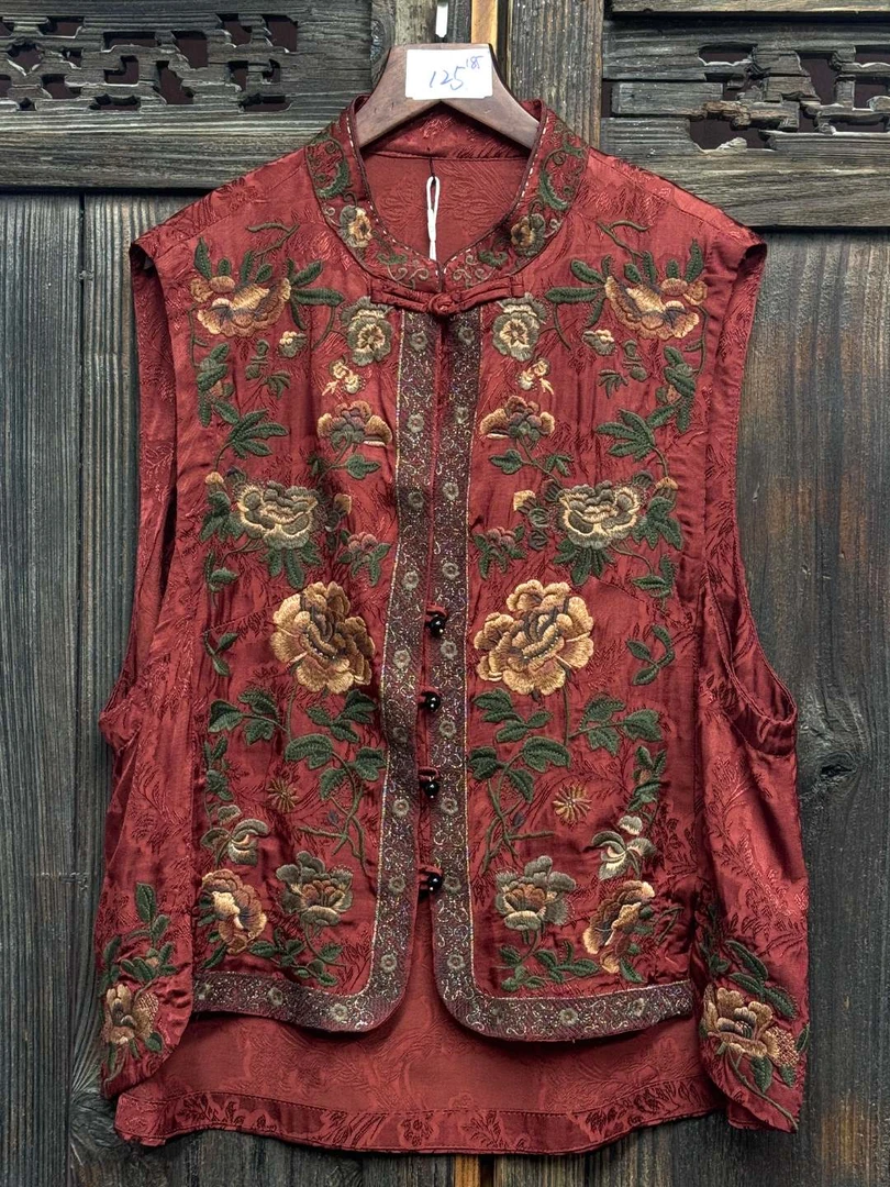 （再见时光）秋冬中国风复古精工刺绣休闲马甲